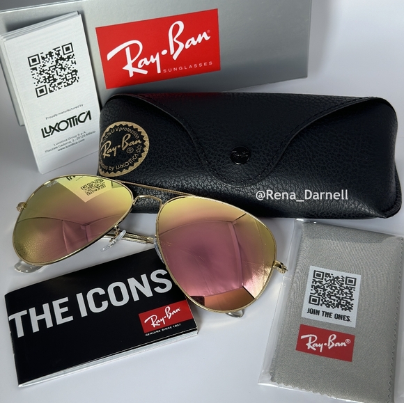 RayBan Aviator Pink Mirror RB3025 New - Picture 3 of 14